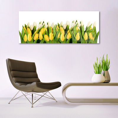 Image sur verre Tableau Tulipes floral jaune vert