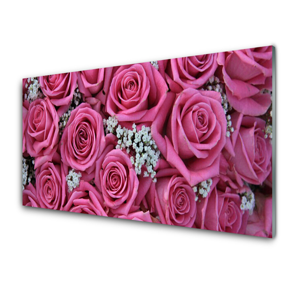 Image sur verre Tableau Roses floral rose