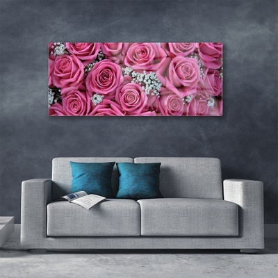 Image sur verre Tableau Roses floral rose