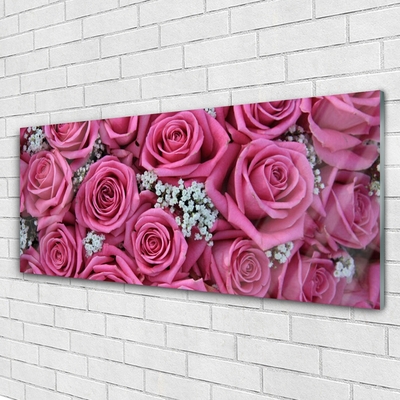 Image sur verre Tableau Roses floral rose