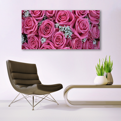 Image sur verre Tableau Roses floral rose