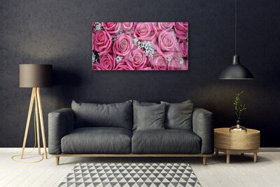 Image sur verre Tableau Roses floral rose