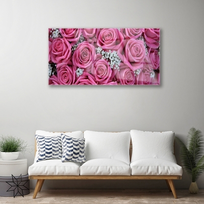 Image sur verre Tableau Roses floral rose