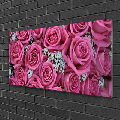 Image sur verre Tableau Roses floral rose