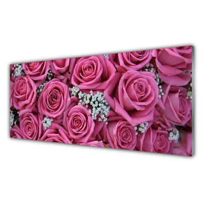 Image sur verre Tableau Roses floral rose