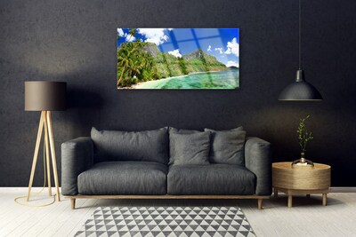 Image sur verre Tableau Montagne plage paysage brun vert