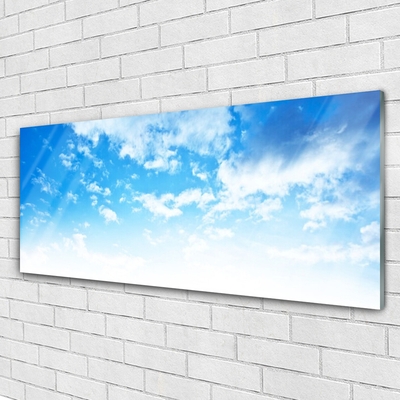 Image sur verre Tableau Ciel paysage bleu blanc