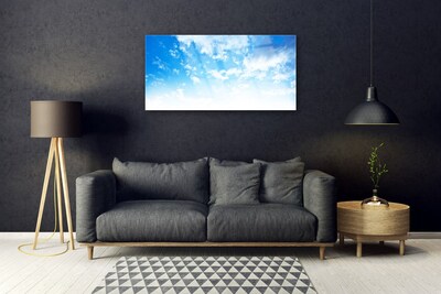 Image sur verre Tableau Ciel paysage bleu blanc