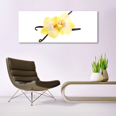 Tableaux sur verre Fleurs floral blanc jaune brun