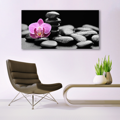 Tableaux sur verre Pierres fleurs art rose noir