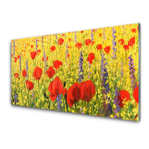 Tableaux sur verre Fleurs floral rouge violet