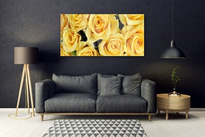 Tableaux sur verre Roses floral jaune