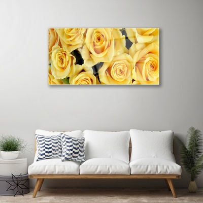 Tableaux sur verre Roses floral jaune