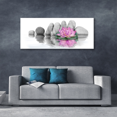 Tableaux sur verre Pierres fleurs art rose gris