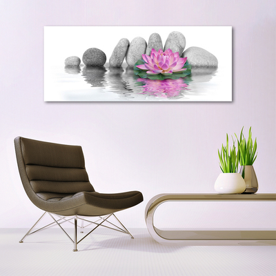 Tableaux sur verre Pierres fleurs art rose gris