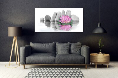 Tableaux sur verre Pierres fleurs art rose gris