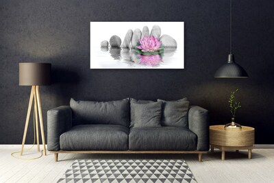 Tableaux sur verre Pierres fleurs art rose gris