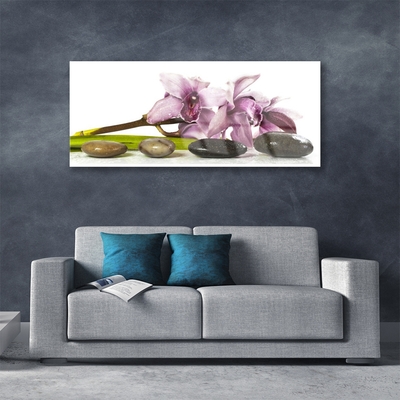 Tableaux sur verre Pierres fleurs floral rose gris noir