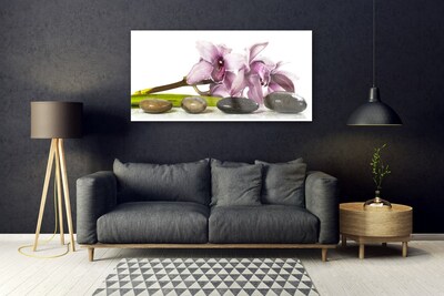 Tableaux sur verre Pierres fleurs floral rose gris noir