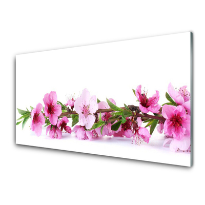 Tableaux sur verre Fleurs floral rose vert