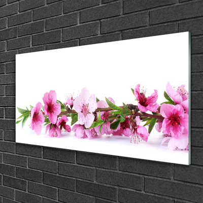 Tableaux sur verre Fleurs floral rose vert