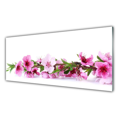 Tableaux sur verre Fleurs floral rose vert