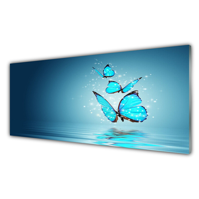 Tableaux sur verre Papillons art bleu