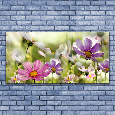 Tableaux sur verre Fleurs nature rose jaune vert