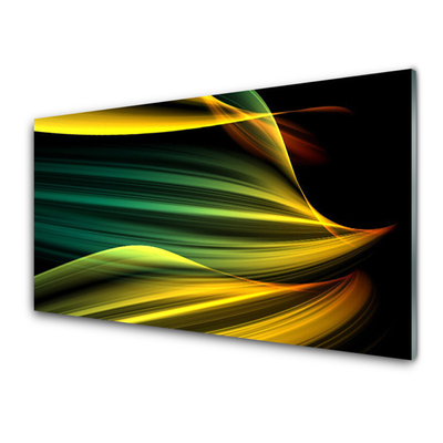 Tableaux sur verre Abstrait art bleu jaune noir vert