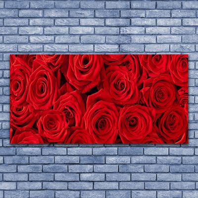 Tableaux sur verre Roses floral rouge
