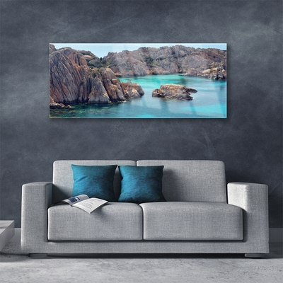 Tableaux sur verre Golfe paysage bleu gris