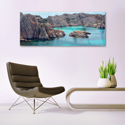 Tableaux sur verre Golfe paysage bleu gris