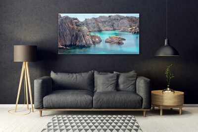 Tableaux sur verre Golfe paysage bleu gris