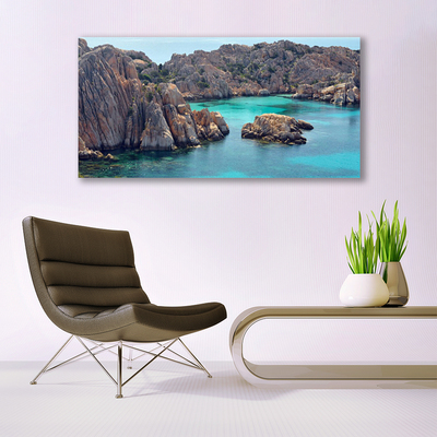 Tableaux sur verre Golfe paysage bleu gris