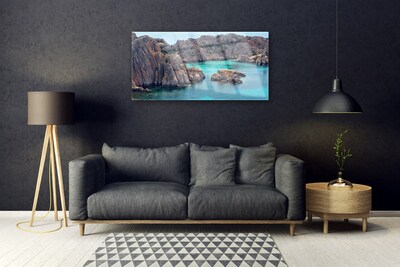 Tableaux sur verre Golfe paysage bleu gris