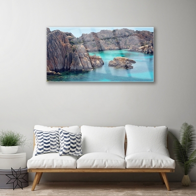 Tableaux sur verre Golfe paysage bleu gris