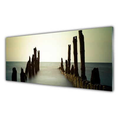 Tableaux sur verre Mer paysage gris bleu