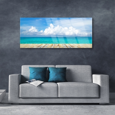 Tableaux sur verre Mer paysage bleu