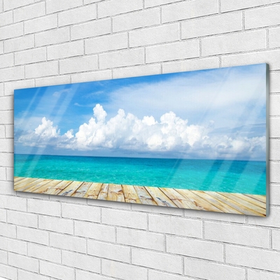 Tableaux sur verre Mer paysage bleu