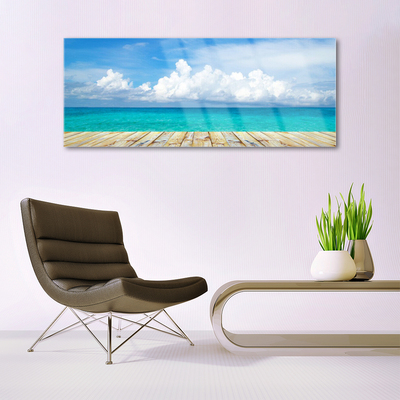 Tableaux sur verre Mer paysage bleu