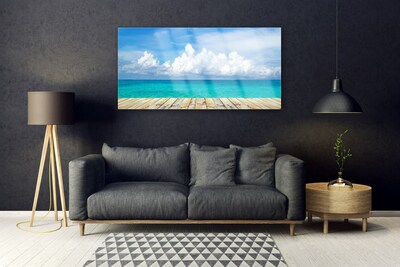 Tableaux sur verre Mer paysage bleu