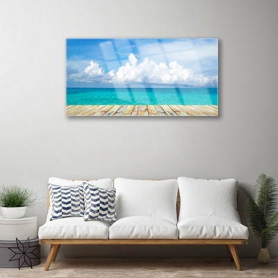 Tableaux sur verre Mer paysage bleu