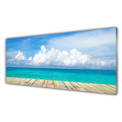 Tableaux sur verre Mer paysage bleu