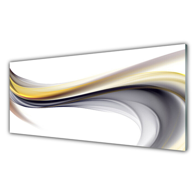 Tableaux sur verre Abstrait art jaune gris blanc