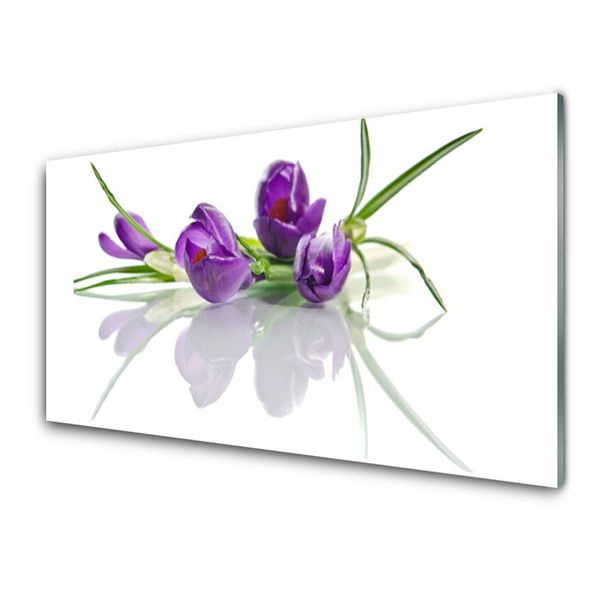 Tableaux sur verre Fleurs floral rose vert