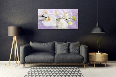 Tableaux sur verre Fleurs floral blanc