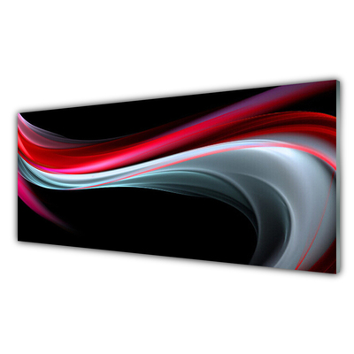Tableaux sur verre Abstraction art rouge gris noir