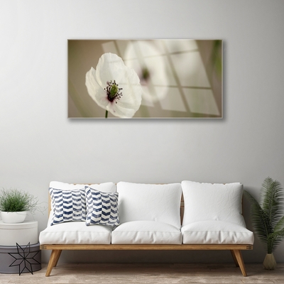 Tableaux sur verre Fleur floral blanc