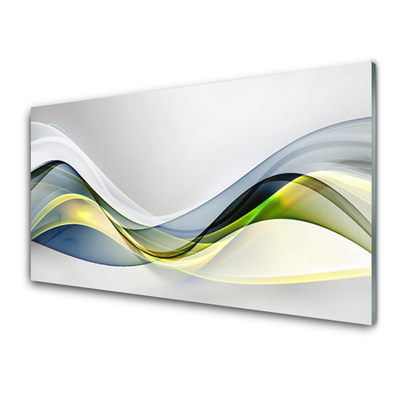 Tableaux sur verre Abstrait art bleu gris vert blanc