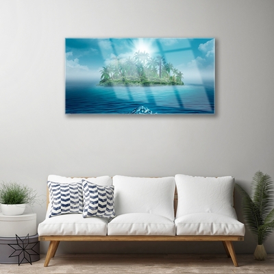 Tableaux sur verre Mer île paysage bleu